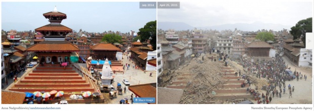 ภาพก่อน-หลัง “สถานที่สำคัญ” หลังเกิดแผ่นดินไหวเนปาล