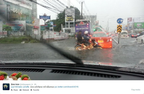 ประมวลภาพ ฝนกระหน่ำทำพิษ!! เมืองทองฯ - แจ้งวัฒนะ กลายเป็นทะเลสาบ