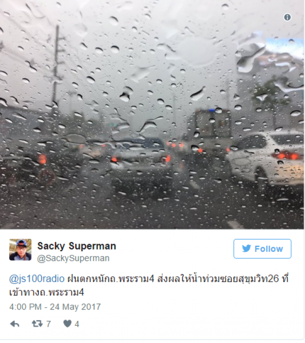 ฝนถล่มกรุง!! น้ำเริ่มขังผิวการจราจรรอการระบาย การจราจรเริ่มติดขัดสะสมหลายพื้นที่!