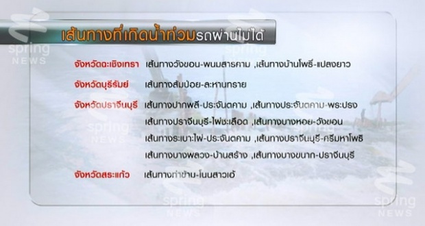 กรมทางหลวง แนะเลี่ยงเส้นทางน้ำท่วมจำนวน 13 แห่ง