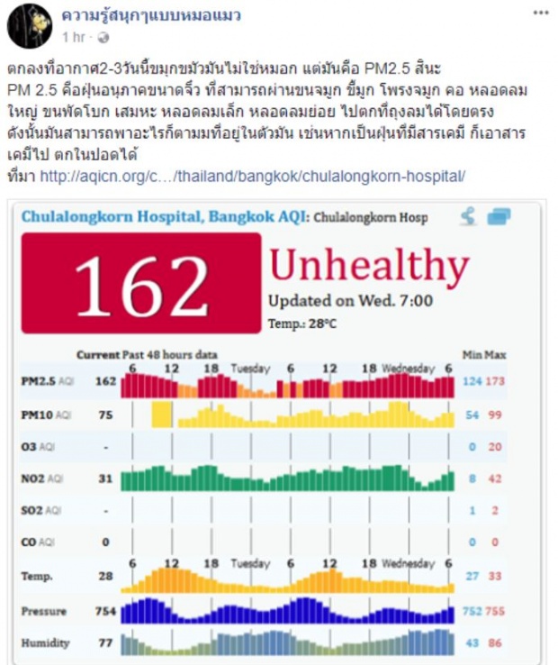 ไม่ใช่หมอก!กรุงเทพฯ เผชิญสภาพอากาศเลวร้าย ฝุ่นควันเกินมาตรฐาน เตือนเลี่ยงออกจากบ้าน