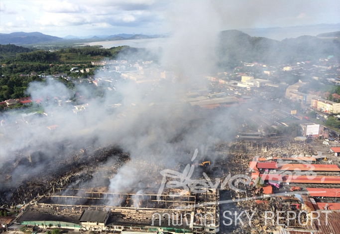 เปิดภาพล่าสุด ห้างซุปเปอร์ชีป หลังเพลิงไหม้ จาก Sky 