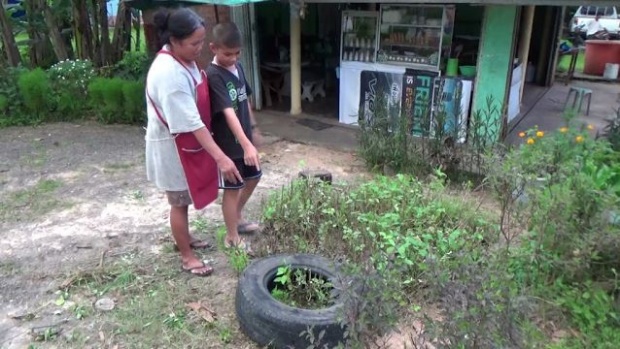 สาวใหญ่ กำลังถางหญ้าดีๆ สายตาเหลือบเห็นสีม่วงๆ คิดว่าเปลือกมังคุด หยิบขึ้นมาดูชัดๆ แทบผงะ!!