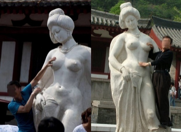 จีนวอนนักท่องเที่ยวหนุ่มๆ อย่าทำอนาจารรูปปั้นหยางกุ้ยเฟย