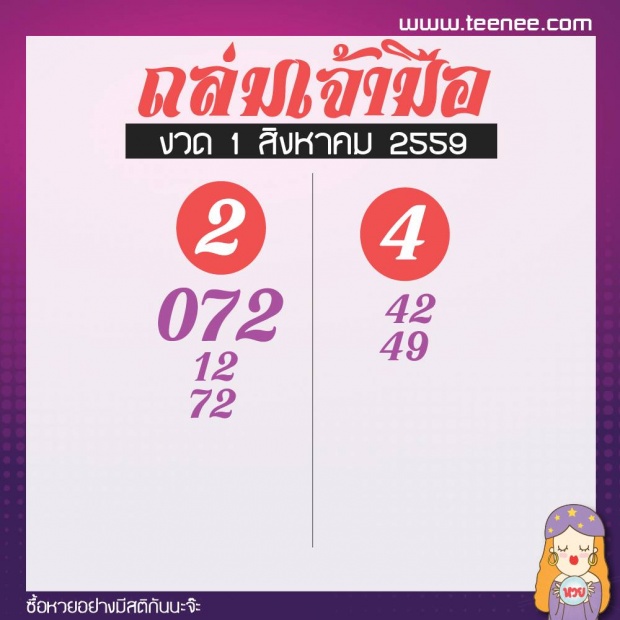 มาแล้วจ้าาา เลขเด็ด 10 สำนักดัง งวดประจำวันที่ 1 สิงหาคม 2559