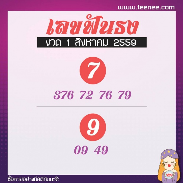 มาแล้วจ้าาา เลขเด็ด 10 สำนักดัง งวดประจำวันที่ 1 สิงหาคม 2559