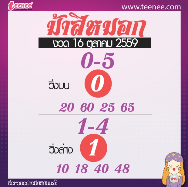  เลขเด็ด สำนักดัง งวดที่ 16 ตุลาคม 2559 