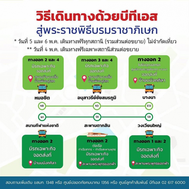 บีทีเอส ขยายเวลาให้บริการฟรีเพิ่มอีก 1 วัน ระหว่างวันที่ 5-6 พฤษภาคมนี้