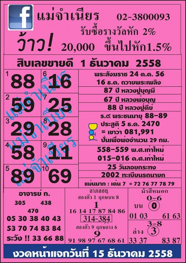 เลขเด็ดเลขดัง วันที่1/12/58 เช็คได้ที่นี่เลยจ้า