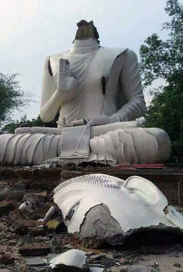 ลางร้ายพระประจำสกุลชินวัตรพัง แผ่นดินไหวพระเศียรขาดกระจุย