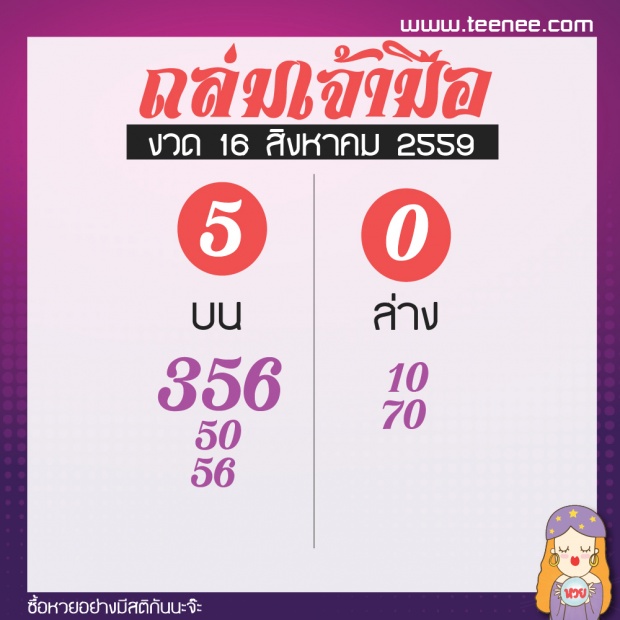 มาแล้ว!รวมเลขเด็ด 10สำนักดัง งวด 16 สิงหาคม 2559