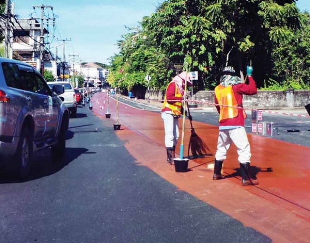 คนน่านต้าน-ทำพิลึก ทาสีพื้นถนน หวั่นทำลายเขตเมืองเก่า