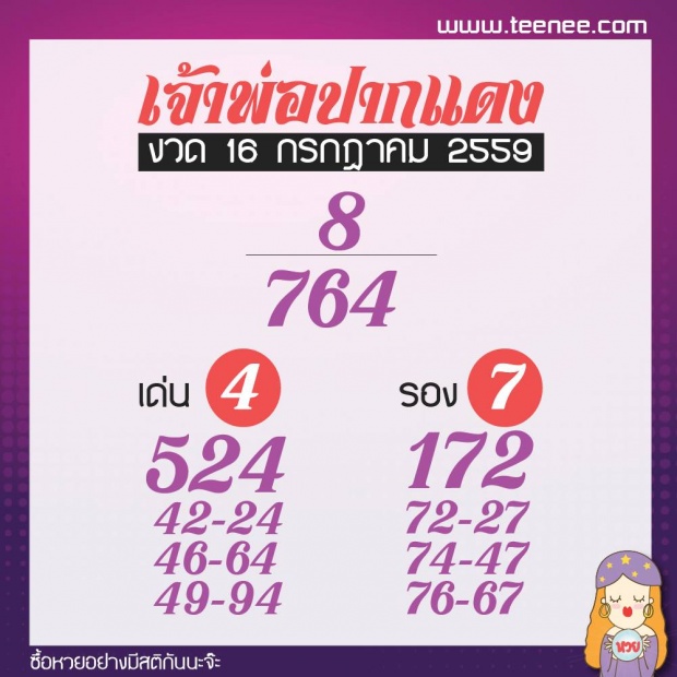 มาแล้วจ้า เลขเด็ด 10 สำนักดัง งวดประจำวันที่ 16 กรกฎาคม 2559 รอกันอยู่รึป่าว