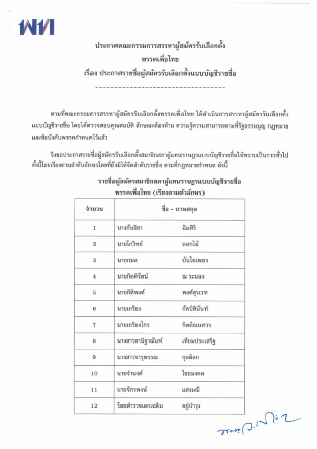  เลือกตั้ง 2562: ไร้ชื่อ ชัชชาติ ในผู้สมัครบัญชีรายชื่อ เพื่อไทย!!