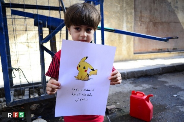 เด็กๆชาวซีเรียออกมาถือภาพตัวการ์ตูนโปเกม่อน เพื่อหวังให้โลกมาช่วยเหลือพวกเขา!!