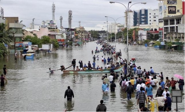 น้ำท่วมในเมืองเจนไนเริ่มคลี่คลายหลังฝนหยุดต