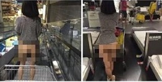 เหวอ!!! สาวเปลือยท่อนล่างเดินช้อปปิ้งสบายใจในห้างสรรพสินค้า