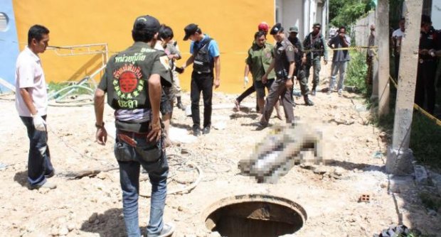 สยองคนงานพม่าถูกฆ่าหมกท่อระบายน้ำ 