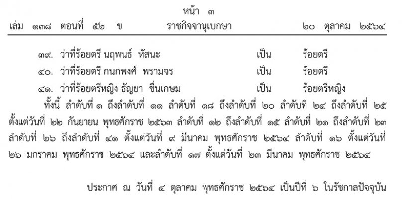 พระราชทานยศ พ.ต.หญิง คุณหญิงมนัสสิยา พ.ต.หญิง คุณหญิงชยุตรา