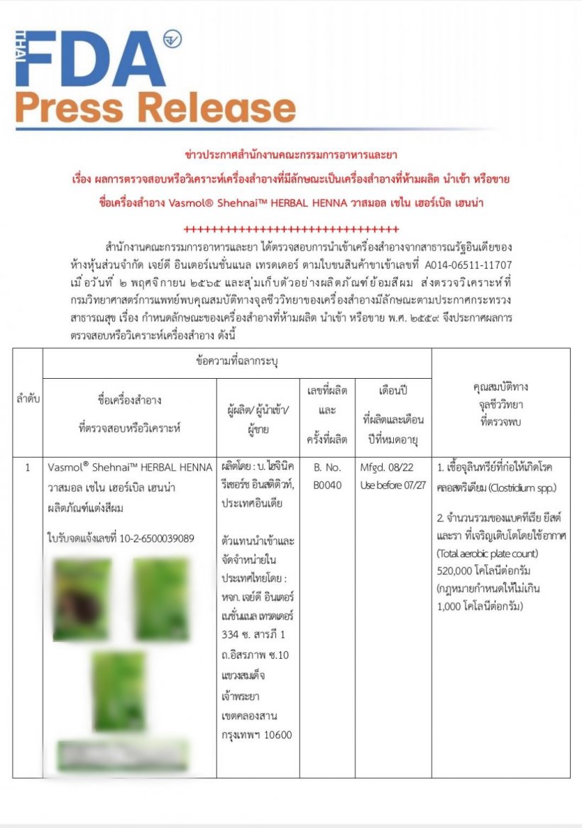 สยอง! อย.ตรวจยาย้อมผมเจอแบคทีเรีย-รา เกินมาตรฐาน500เท่า