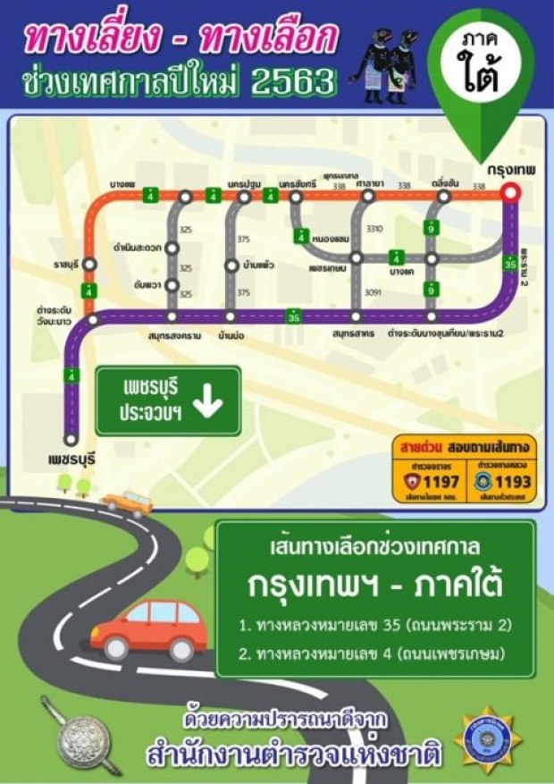 ตร.จัดอินโฟกราฟิกแนะเส้นทางเลี่ยง รถติดปีใหม่ 63 ทั่วประเทศ