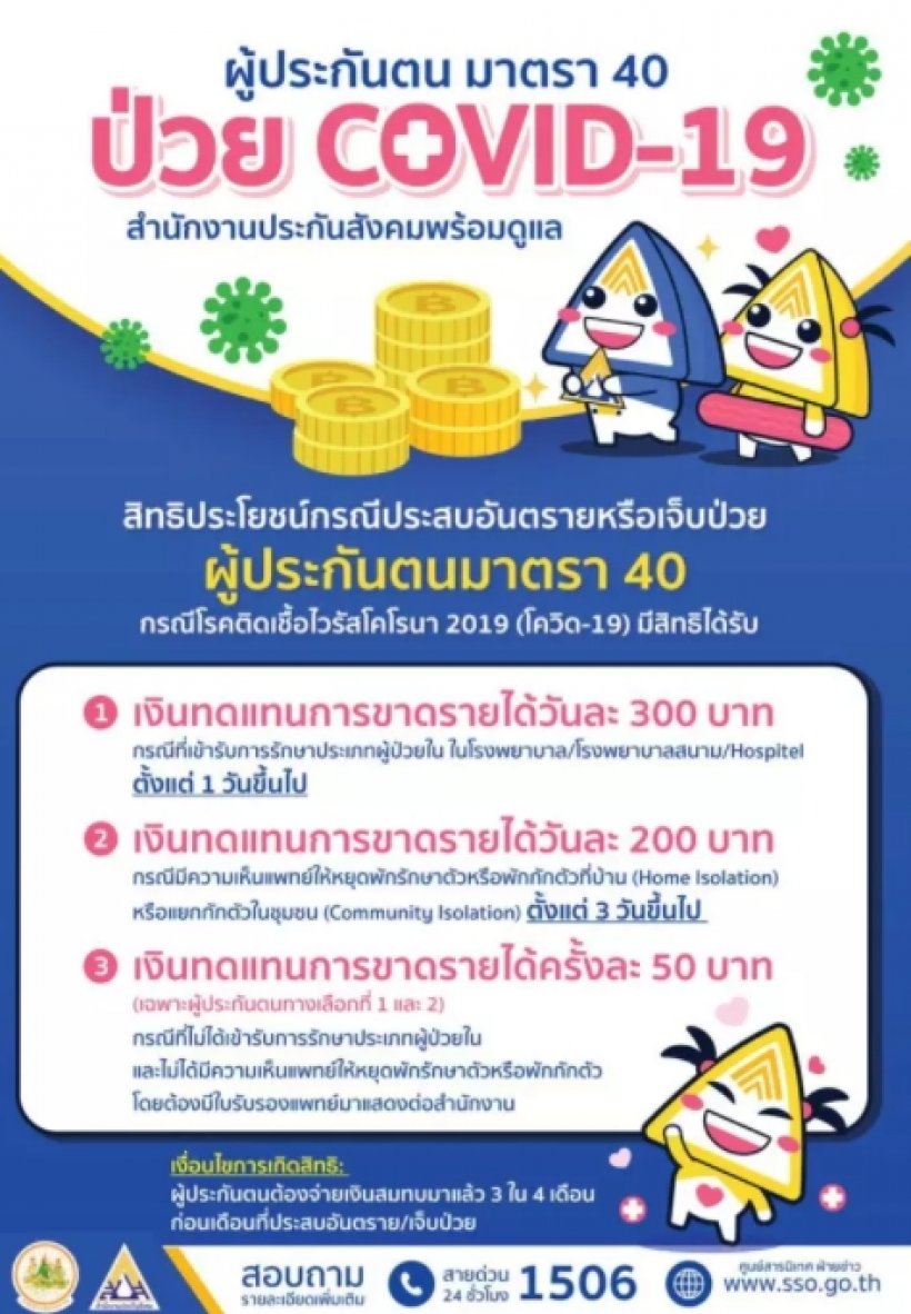 เช็คที่นี่! ผู้ประกันตนม.40 จะได้สิทธิคุ้มครองอะไรบ้าง หากติดเชื้อโควิด19