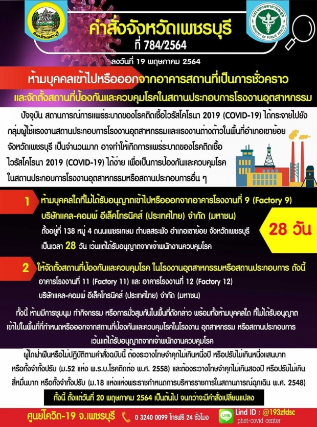 ช็อก! คลัสเตอร์โรงงานเขาย้อย เพชรบุรี ยอดติดเชื้อพุ่ง 682 คน