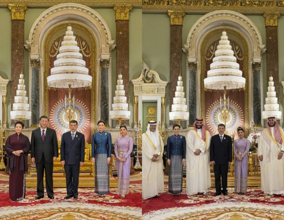 ภาพประวัติศาสตร์ ในหลวง พระราชินี ทรงรับผู้นำเอเปค ณ พระที่นั่งจักรีมหาปราสาท 