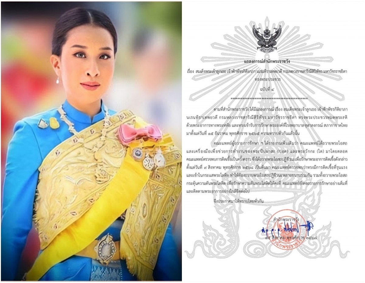 แถลงการณ์สํานักพระราชวัง ฉบับที่ 3 พระอาการล่าสุด พระองค์ภา