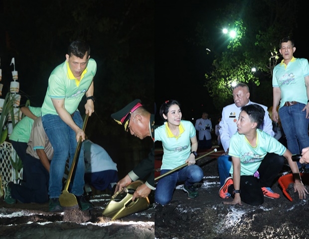 ในหลวง ทรงขุดดินริเริ่มโคกหนองนา ในพระราชวังดุสิต 