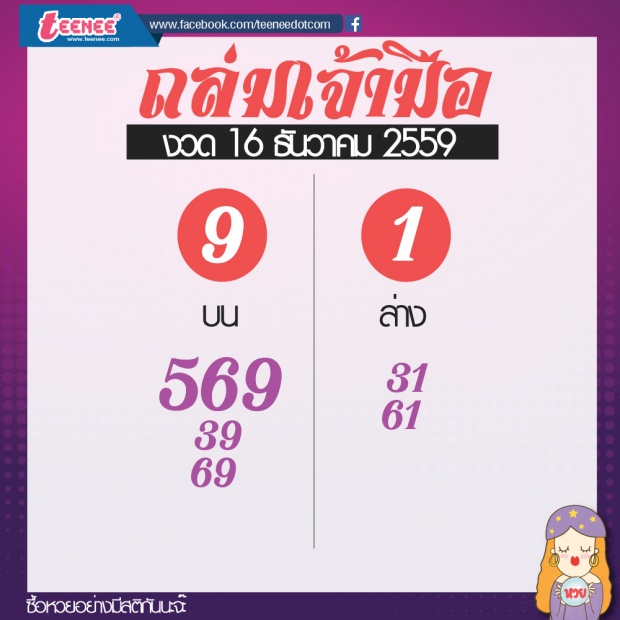 เลขเด็ด สำนักดัง งวดที่ 16 ธันวาคม 2559