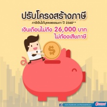 ปรับโครงสร้างภาษีใหม่ เงินเดือนไม่ถึง 26,000 บาท ไม่ต้องเสียภาษี