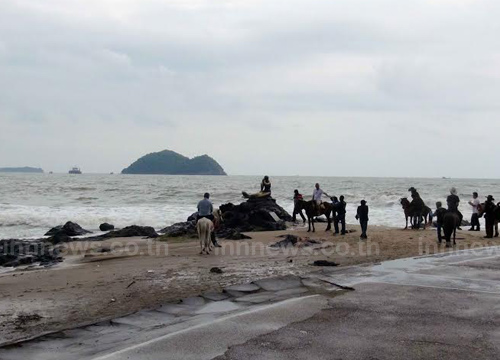 น้ำทะเลหนุนทะลักท่วมชายหาดแหลมสมิหลา