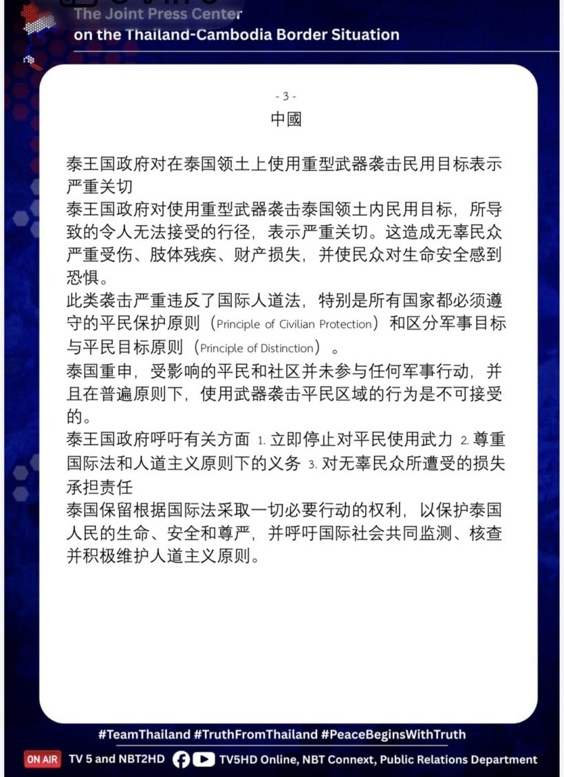 รบ.แถลง 6 ภาษา ประณามเขมรยิง BM-21 มุ่งเป้าผู้บริสุทธิ์