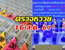 ตรวจหวย ผลสลากกินแบ่งรัฐบาล งวดวันที่ 16 สิงหาคม 2567