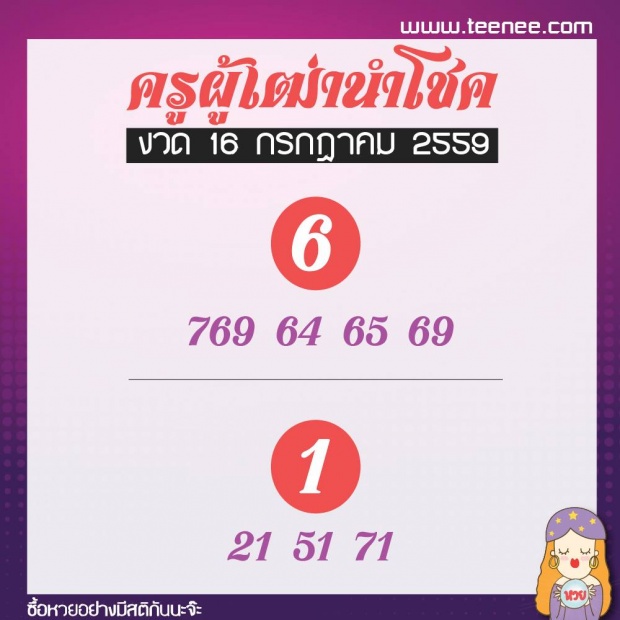 มาแล้วจ้า เลขเด็ด 10 สำนักดัง งวดประจำวันที่ 16 กรกฎาคม 2559 รอกันอยู่รึป่าว