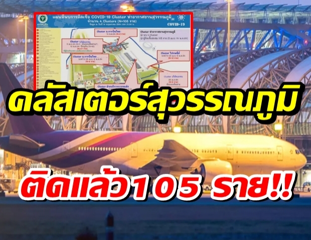 ช็อก! คลัสเตอร์สุวรรณภูมิ พบเจ้าหน้าที่ และอื่น ๆ ติดเชื้อสูงถึง 105 ราย!