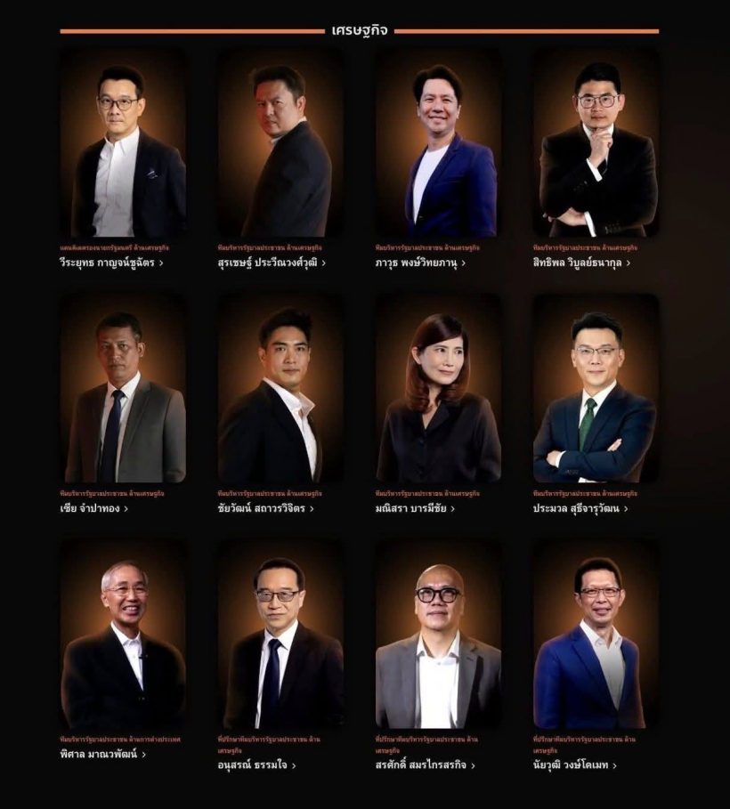 เว็บ พรรคประชาชน เปิดรายชื่อทีมบริหาร รัฐบาลประชาชน