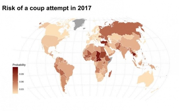 ไทยติดอันดับ 2 ประเทศเสี่ยงเกิดรัฐประหารมากที่สุด