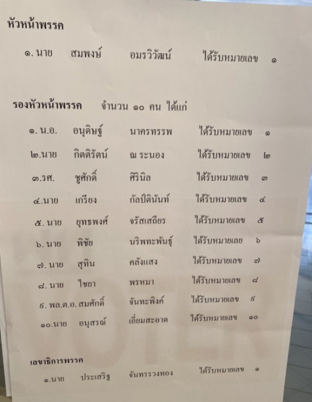 เลือกแล้ว! 24 ผู้บริหารเพื่อไทยชุดใหม่ สมพงษ์ คัมแบ็คหัวหน้าพรรค