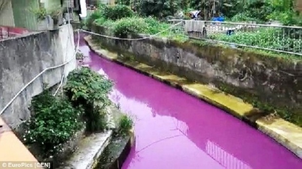 ไต้หวันช็อก แม่น้ำใช้ดื่มกินกลายเป็นสีม่วง