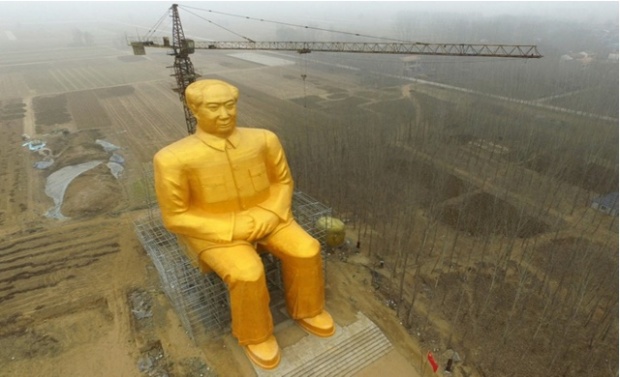 จีนเปิดตัวรูปปั้นเหมา เจ๋อตุง สีทองสูงร่วม 37 เมตร