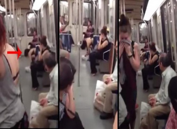 ผู้โดยสารแตกตื่น!หญิงเขมือบนกดิบทั้งตัวบนรถใต้ดิน(ชมคลิป)