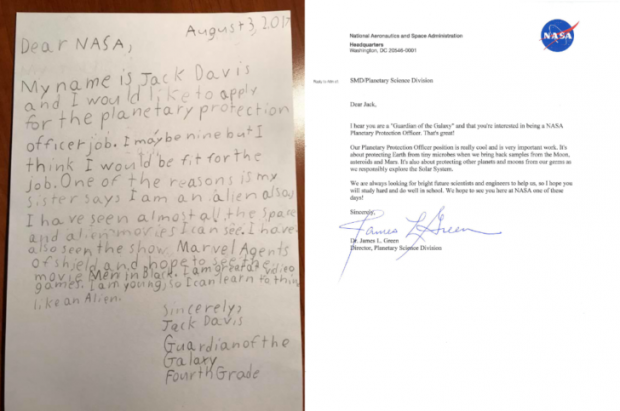 เด็กชาย 9 ขวบ ส่งจดหมายสมัครงานตำแหน่ง “ผู้พิทักษ์จักรวาล” กับ NASA และเขาได้รับคำตอบแบบนี้!!