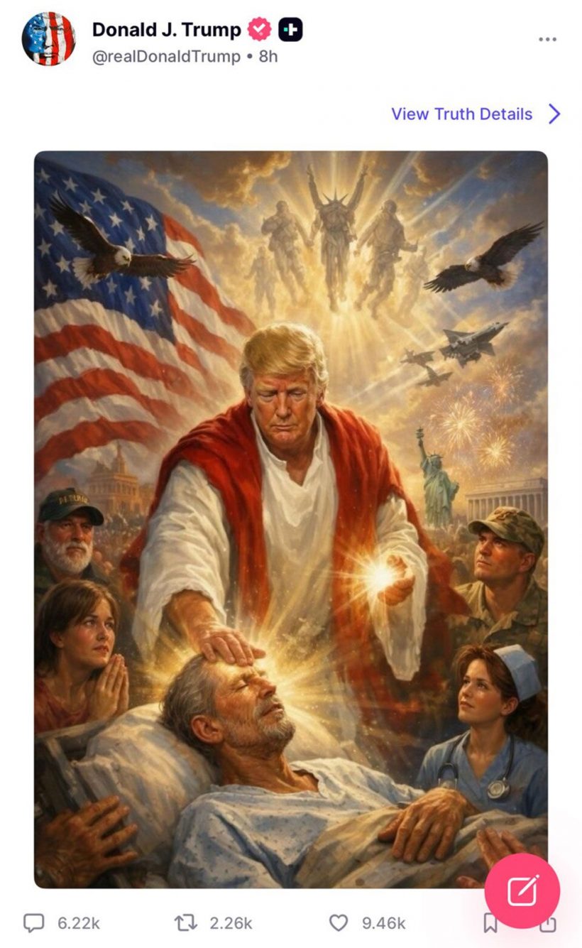 หลุดโลกแล้ว ทรัมป์ปล่อยภาพสถาปนาตนเองเป็นพระเยซู..